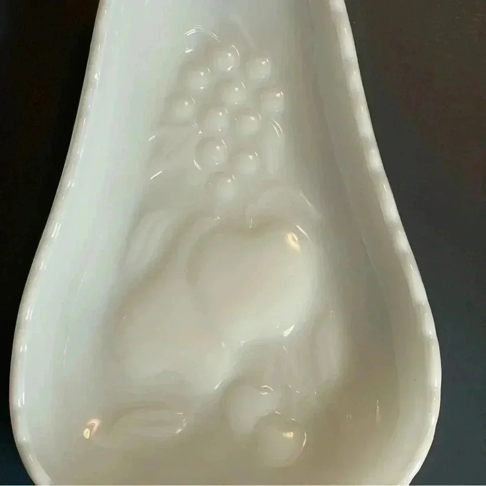 Hazel Atlas‎ Pear White Milk Glass Serving Dish Candy Fruit
